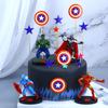 Decoração de Bolo de Assar Escudo do Capitão América Estrela de Cinco Pontas Plug-in Estrela de Cinco Pontas Colorida Inserção Decoração de Aniversário