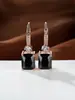 Pendientes de Colgante Cuadrados de Diamante de Lujo Ligero Más Vendidos Transfronterizos, Pendientes con Diseño de Gancho para la Oreja Microincrustados de Circonita al por Mayor
