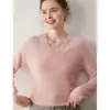 Suéter de Cachemira para Otoño e Invierno para Mujer, Suéter Pulóver de Cuello en V, Aspecto Holgado Adelgazante, Camiseta de Punto Versátil para Usar Debajo, Top
