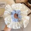Haiyan azul claro ~ Anillo para el cabello de intestino grueso plegado para mujer, estilo de alta gama, cuerda para el cabello de cola de melocotón, cuerda para el cabello de bola de viento perezoso