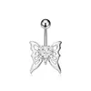 Anillo de Acero Inoxidable Mariposa para Ombligo Transfronterizo Corazón de Melocotón Zirconia Piercing de Ombligo Hebilla de Ombligo Venta al por Mayor