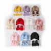 Set de Sombrero de Bebé de Algodón Tejido Relleno con Lazo Grande + Calcetines Tejidos 2024 para Recién Nacidos, Gorro Turbante, Estilo Ins, Transfronterizo