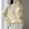 Outono/Inverno 2026 Bordado 3D 100% Lã Roupa Exterior Estilo Doce Fresco Gola Redonda Malha Solta Preguiçosa Suéter