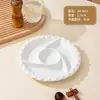 Plato Cerámico de Cuatro Compartimentos para Guisos, Plato de Cuatro Compartimentos para Snacks y Frutas, Plato Blanco Doméstico para Cocinar al Vapor a Alta Temperatura