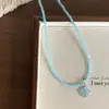 Novo Pingente de Borboleta Azul Claro com Strass, Concha, Acessórios de Colar Infantil