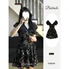 Vestido Floral Retro de Cuello en V Estilo Francés para Mujer Verano Nuevo Estilo Suave Cintura Ceñida Falda Corta para Mujeres Pequeñas