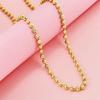 Colar Europeu e Americano Mais Vendido Banhado a Ouro 24K, Ouro a Vácuo Galvanizado Cor Ouro Areia, Colar de Contas da Fortuna 4mm para Mulheres, Em Estoque