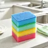 Esponja de Limpeza Alta Densidade Dupla Face Colorida Esfregão Escova para Lavar Louça de Cozinha Panela Almofada de Aço Espessa Bloco de Esponja de Absorção de Água
