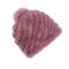 Sombrero de Piel Tejido de Pelo de Conejo Rex Protección para las Orejas Invierno Dulce Lindo Bola de Pelo de Zorro Sombrero de Cabeza de Piña Sombrero para Adulto Mujer