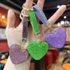 Chaveiro Coração de Amor Cravejado de Diamante Novo Modelo Transfronteiriço Pingente de Bolsa com Strass para Meninas Decoração de Chaveiro de Carro Atacado do Fabricante