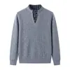 Suéter de diseño retro americano para hombres y parejas, tejido de punto pullover holgado y casual, de dos piezas simuladas, tejido grueso, 460g