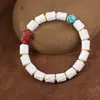 Pulseira Autêntica de Galhada Natural, Escultura em Galhada, Pulseira com Padrão Espiral de Unicórnio Imitado e Contas de Buda, Brinquedo de Dente, Osso e Chifre Atacado