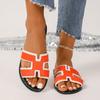 Pantuflas Planas de Talla Grande Transfronterizas para Mujer Verano 2025 Nuevo Estilo de Una Tira Combinación de Colores Pescado Boca Pantuflas de Moda Casuales