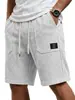 Nuevos Shorts Casuales de Verano para Hombre de Comercio Exterior con Cordón Cintura Elástica, Shorts de Playa Sueltos con Etiquetas de Bolsillo, Pantalones de Cinco Puntos