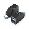 Mini hub USB de expansão portátil em liga de alumínio com 3 portas USB 3.0 e 2.0 em linha