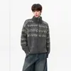 Suéter Cardigan Jacquard Fair Isle Retrô Americano Masculino Outono Solto Casual Estilo Preguiçoso Malha Quente