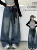 Calça Jeans Infantil Estilo Primavera e Outono Calça com Estampa de Desenho Animado Infantil Novo Estilo 2026 Calça Fashion de Perna Reta Solta para Crianças de Média e Grande Porte