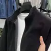 Moletom masculino com gola alta, jaqueta cardigã com zíper, roupas masculinas para outono e inverno, jaqueta de fleece grossa e quente de cor sólida