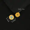Anillo Cara de Trébol de Cuatro Hojas Martillado Texturizado, Chapado en Plata de Ley S925 con Oro de 24 Quilates, Acuamarina, Accesorios de Joyería DIY, Accesorios Clásicos Retro