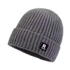 Gorro de punto liso para otoño e invierno para hombres y mujeres, gorro de lana grueso y cálido, gorro versátil con borde enrollado, gorro de punto para exteriores