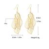 Pendientes nuevos elegantes huecos de hojas de estilo coreano para mujer, frescos, simples, de gancho para la oreja, pendientes exagerados para mujer