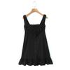 Vestido Francês de Menina com Laço de Amarrar e Design Empilhado A- Alças Vestido Feminino 2025 Novo Estilo de Férias Saia