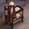 Mesa de Centro Móvil, Mesa Lateral para Sofá, Mesa Plegable, Carrito Pequeño, Estante de Almacenamiento, Mesa Lateral Integrada para Sala de Estar de Apartamento Pequeño