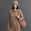 Suave y Pegajoso Cachemir 2026 Otoño/Invierno Nuevo Estilo para Mujer Holgado Cuello POLO Tejido de Punto Trenzado Capa Base Prendas de Punto Suéter