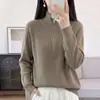 Nueva colección de otoño e invierno: Suéter de punto para mujer, 100% algodón, con media cremallera y cuello alto, de corte relajado y holgado, color liso y diseño versátil