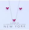 Collar corto de clavícula de plata esterlina S925 estilo coreano, mini lindo Ruby Love, aretes de botón, pulsera para mujer