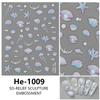 Redanco nuevos pegatinas para uñas con relieve 5D de medusa, estrella de mar, concha, luz, pegatinas adhesivas estéreo para uñas He-1012
