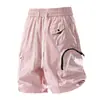Calça Casual Impermeável Conversível Verão 2025 Novo Dopamina Leve Anti-Mancha Shorts Cargo em Rosa Raiz de Lótus e Cor de Areia