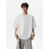 Nova Camiseta Masculina de Verão 2026, 250g, Algodão Pesado Lavado à Areia, Estampada, Seda Gelada, Barra Dividida, Manga Curta, com Toque de Luxo