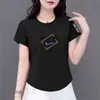 Comércio Transfronteiriço Desconto Estoque Sobressalente Comércio Exterior Camiseta de Manga Curta da Mamãe para Mulheres de Meia-Idade e Idosas, Caimento Solto, Emagrecimento, Estampa, Tendência