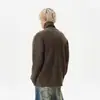 Cardigan de Tricô Botão Gola Alta Novo Outono Inverno Masculino Retro Americano Tendência Simples Versátil Preguiçoso Jaqueta Suéter