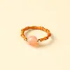 Anillo de Ágata Fuente de Sal Inspirado en el Diseño, Anillo de Hueso de Oliva Fresco y Sencillo Estilo Zen Nuevo Chino Junta de Bambú, Banda de Anillo Unisex
