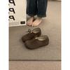 Zapatos Vintage de Gamuza de Punta Redonda para Mujer Primavera y Otoño Nuevos Zapatos Burken de Dedo Gordo para Mujer Planos Slip-on Casuales Tipo Mocasín