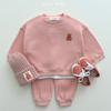 Ropa para bebé y niño estilo coreano, caricatura casual, traje waffle, para niños y niñas, primavera y otoño, holgado, deportivo, estilo occidental, traje de dos piezas