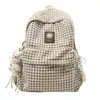 Mochila Cuadros Retro Versátil para Mujer, Ligera, Gran Capacidad, Bolso Escolar para Estudiantes y Viajes Cortos, Mochila Retro para Viajes Cortos