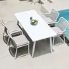Mesas y Sillas de Exterior, Sillas de Mimbre, Patio de Villa, Balcón Blanco Sencillo, Terraza Exterior, Silla Bolo Tejida con Cuerda para Ocio en el Jardín