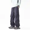 Novas calças cargo de trabalho estilo americano resistentes a rugas, marca de moda high street, calças casuais retas largas de outono