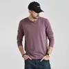 Camiseta de Manga Larga para Hombre 2025 Nueva Otoño Camiseta Interior Primavera y Otoño Cuello Redondo Color Sólido Camisa Base Ropa para Hombre