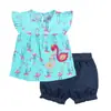 Comercio Exterior Ropa Infantil Verano Nuevo Transfronterizo Al por Mayor Hombres y Mujeres Bebé Manga Corta Pantalones Cortos Camiseta Conjunto de Dos Piezas