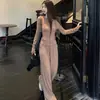 Estilo puramente desejável, novo cardigã com capuz slim fit para primavera e outono, blusa de manga longa, jaqueta, calça wide leg, conjunto de duas peças da moda