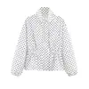 Comércio Exterior Transfronteiriço 2026 Novos Produtos Estilo Europeu e Americano Moda Feminina Casual Jaqueta com Cordão na Cintura Estampa de Bolinhas