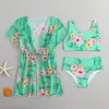 Nuevo Modelo 2026 Traje de Baño de Tres Piezas de Malla para Niñas, Traje de Baño de Dos Piezas Estampado Transfronterizo para Amazon para Niñas Mayores