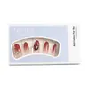 Rosa Seco Puro Hecho a Mano Uñas Portátiles Degradado Cristal Tridimensional Diamante Exquisito Suave Blanqueamiento Uñas Portátiles Mayoreo