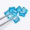 Anillo rectangular de topacio azul suizo natural superficie de piedra desnuda joyería incrustación con piedra fabricantes venta al por mayor anís pequeño