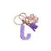 Chaveiro de Acrílico com Lantejoulas de 26 Letras com Pingente de Borboleta com Strass de Luxo Leve, Presente Personalizado para Melhores Amigos e Casais