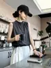 Chaleco Fino Sin Mangas con Cintura Fruncida para Mujer, Nuevo Estilo Verano 2026, Top Elegante de Gama Alta con Cuello Alto A13051